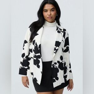 torrid Black & White Floral Blazer